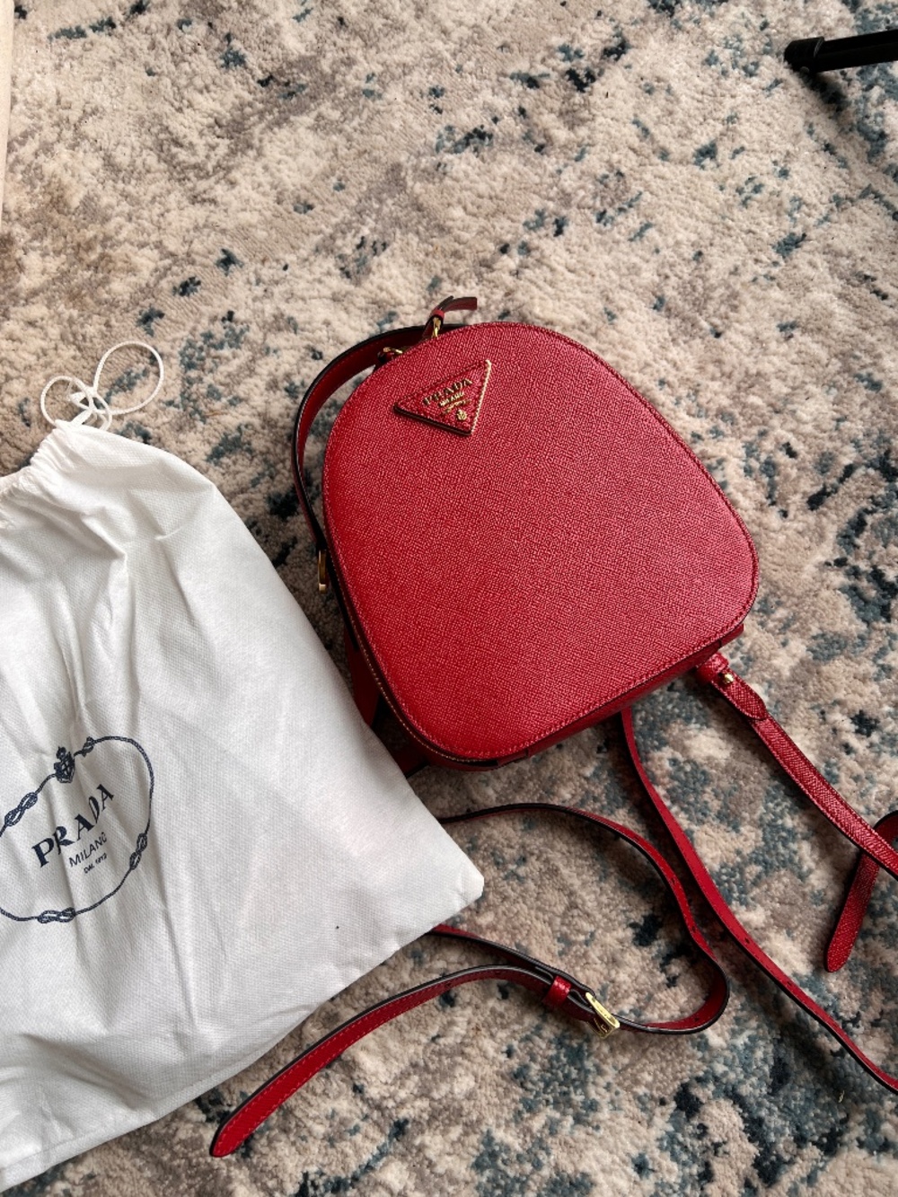 Prada Odette Saffiano Leather Backpack - Red